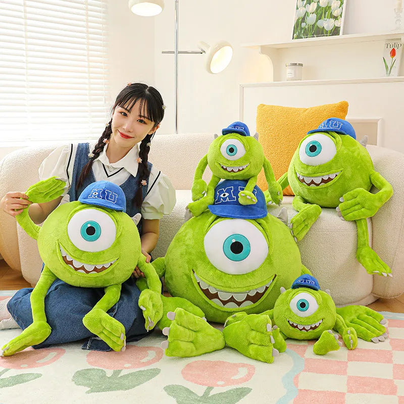 Disney 23/35cm Kawaii Monster University Electric Power Company Sulley Mike Wears Hat Doll Plush Toy Room Decoration  Gifts