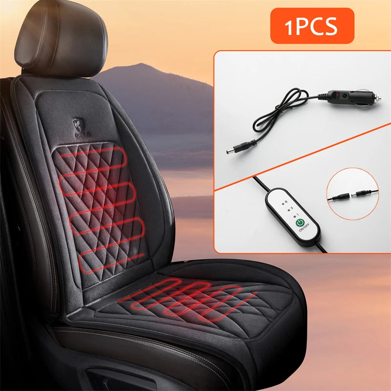 30' Fast Heating 12-24v Heated Car Seat Cover Universal Car Seat Heater Winter Car Heating Cushion Back Warmer Heating Pads