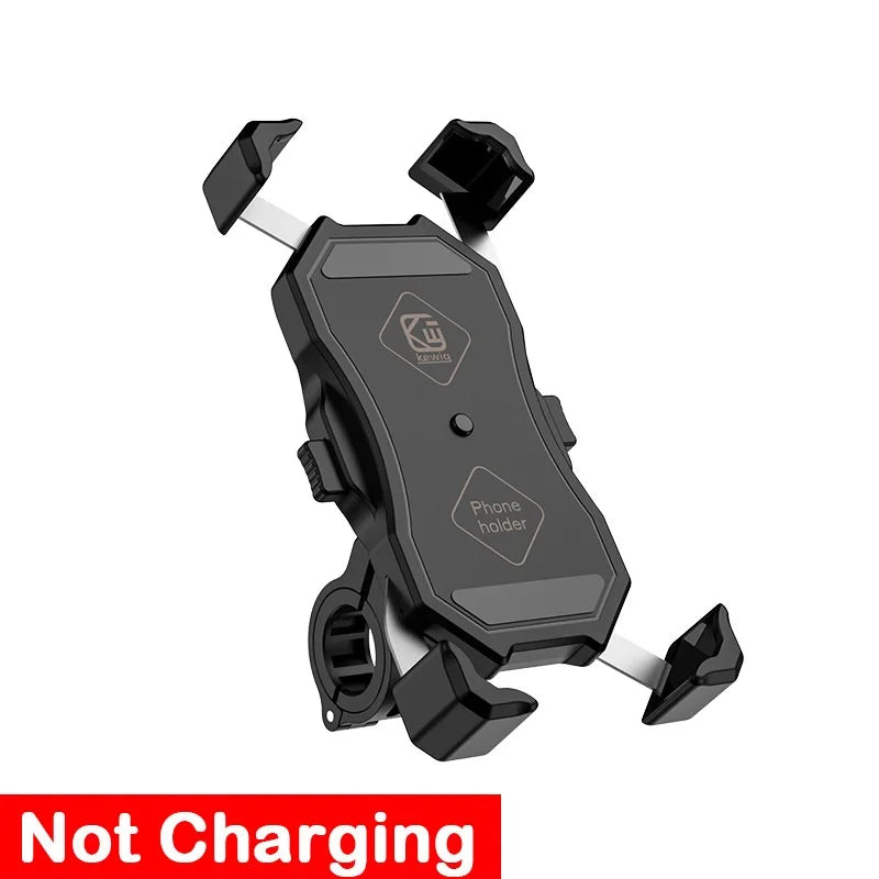 Motorcycle Fork Stem Wireless Charger 15W Qi/USB Quick Charge Phone Holder Handlebar Mirror Mount with 1" Ball for 3.5"-6.8"