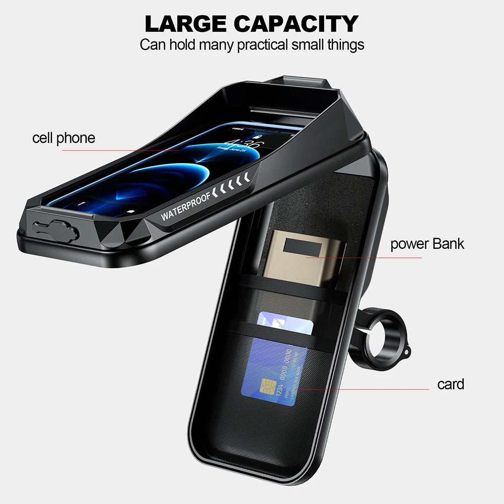 Waterproof Bike Bicycle Phone Case Universal Motorcycle Handlebar Phone Holder Stand Motorbike Scooter Cell Phone Mount Bracket