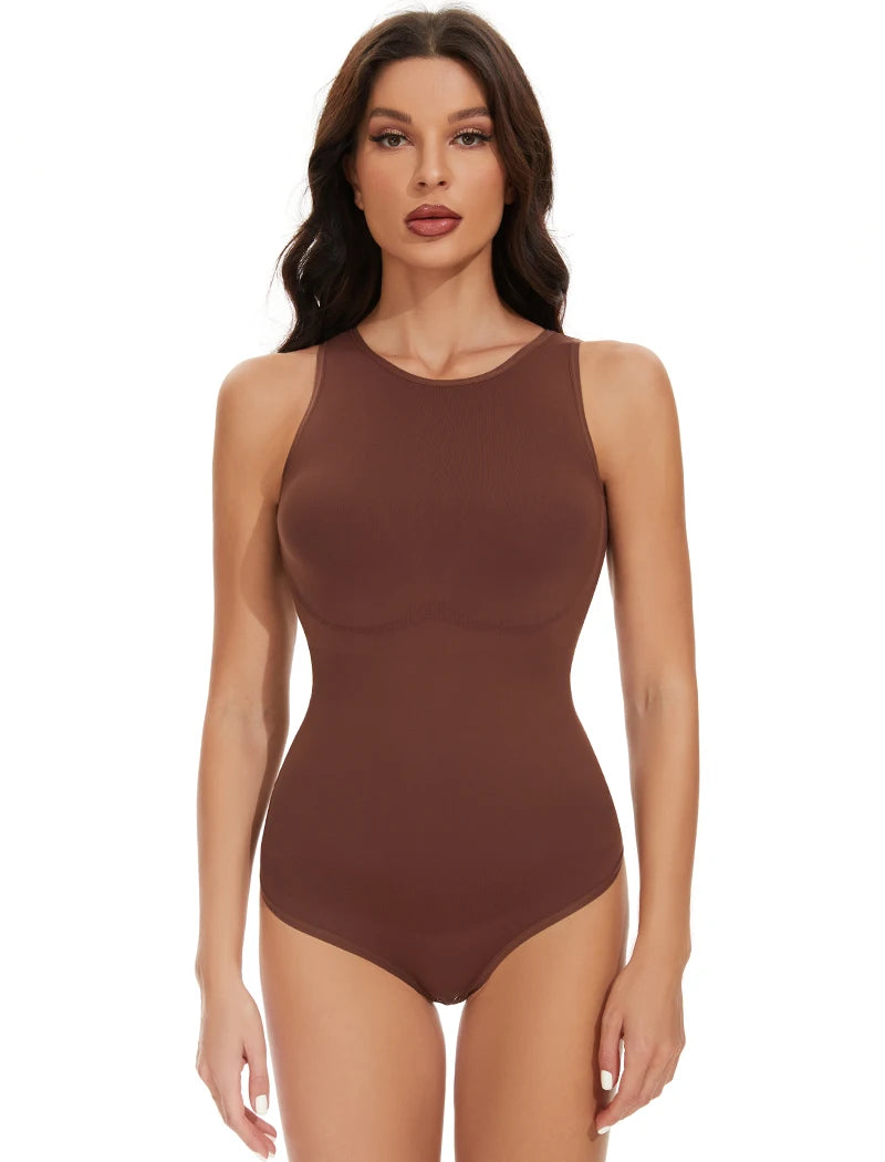 Women Sleeveless Crew Neck Shapewear Bodysuit – Tummy Control Thong Body Shaper