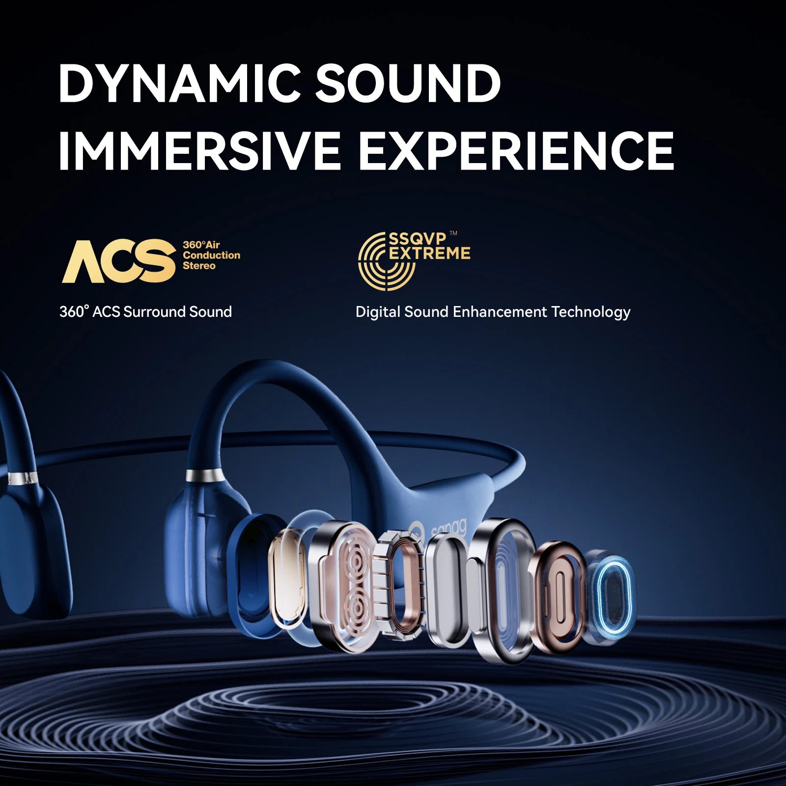 A5X True Bone Conduction Earphone Open Ear Bluetooth Wireless Sport Headphones Waterproof Headset 3D Stereo Sound