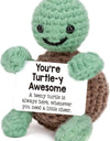 3 Pcs Cute Handmade Knitted Emotional Motivational Turtle Doll Home Room Decoration Funny Crochet Turtle With Positive Card Ornament