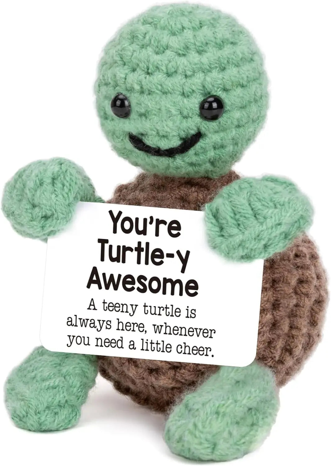 3 Pcs Cute Handmade Knitted Emotional Motivational Turtle Doll Home Room Decoration Funny Crochet Turtle With Positive Card Ornament