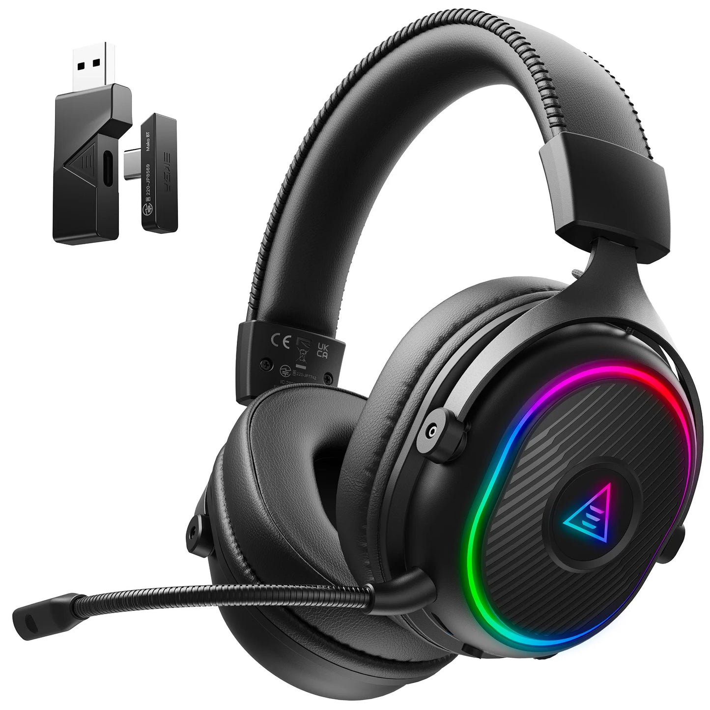 EKSA MaKo BT Bluetooth Gaming Headset Over Ear 2.4GHz Wireless Headphones Gamer 20ms Low Latency With Mic for PC/PS4/PS5