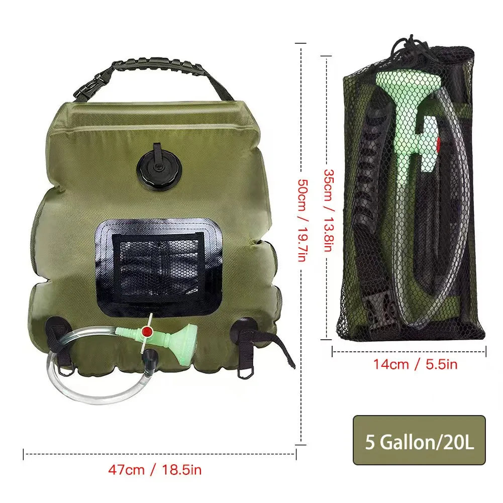20L Portable Solar Heated Camping Shower Bag with Shower Head