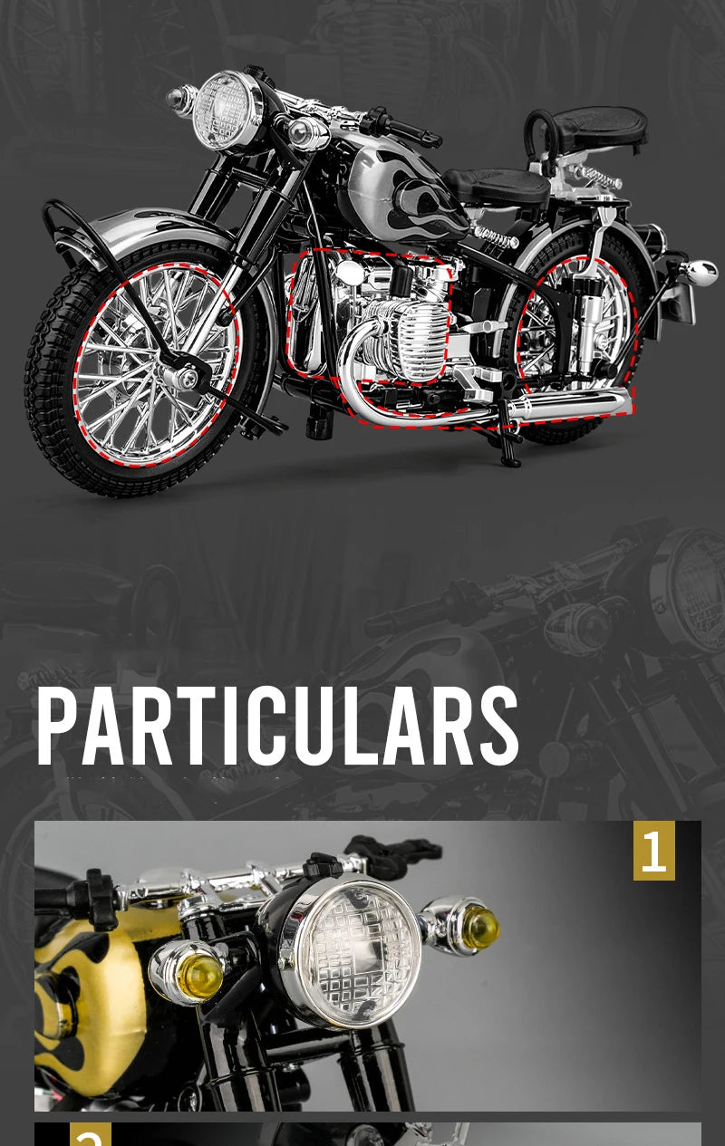 1 10 Scale Alloy Changjiang 750 Motorcycle Model with Sound and Light