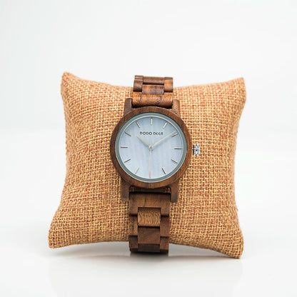 Watch Real Wood Wristband Wristwatches With Roman Numerals in Bamboo Box