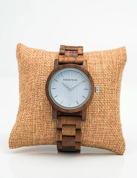 Watch Real Wood Wristband Wristwatches With Roman Numerals in Bamboo Box