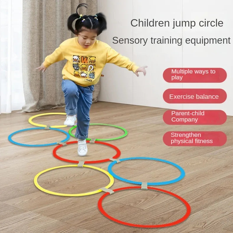 Outdoor s Funny Physical Training Sport Toys Lattice Jump Ring Set Game 10 Hoops 10 Connectors for Park Play Boys Girls