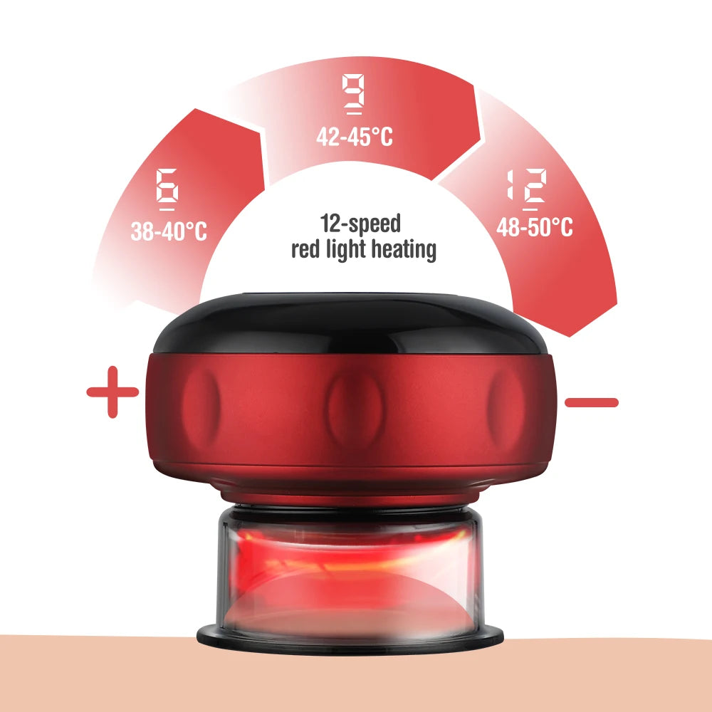 Body Cupping Scraping Massager Smart Electric Vacuum Cupping Red Light Heating Suction Cup Device for Body Back Neck Arm Massager