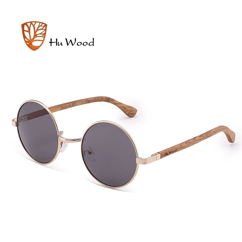 Retro Round Wood Sunglasses Wooden Sun Glasses Polarized Blue Mirror Eyewear Fashion Driving Goggle