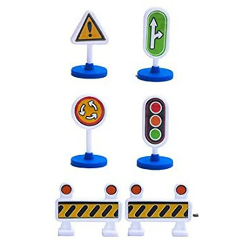 Education Simulation Traffic Lights Toys s Signpost Gas Station Indicator Warning Car Model Pretend Play Toys