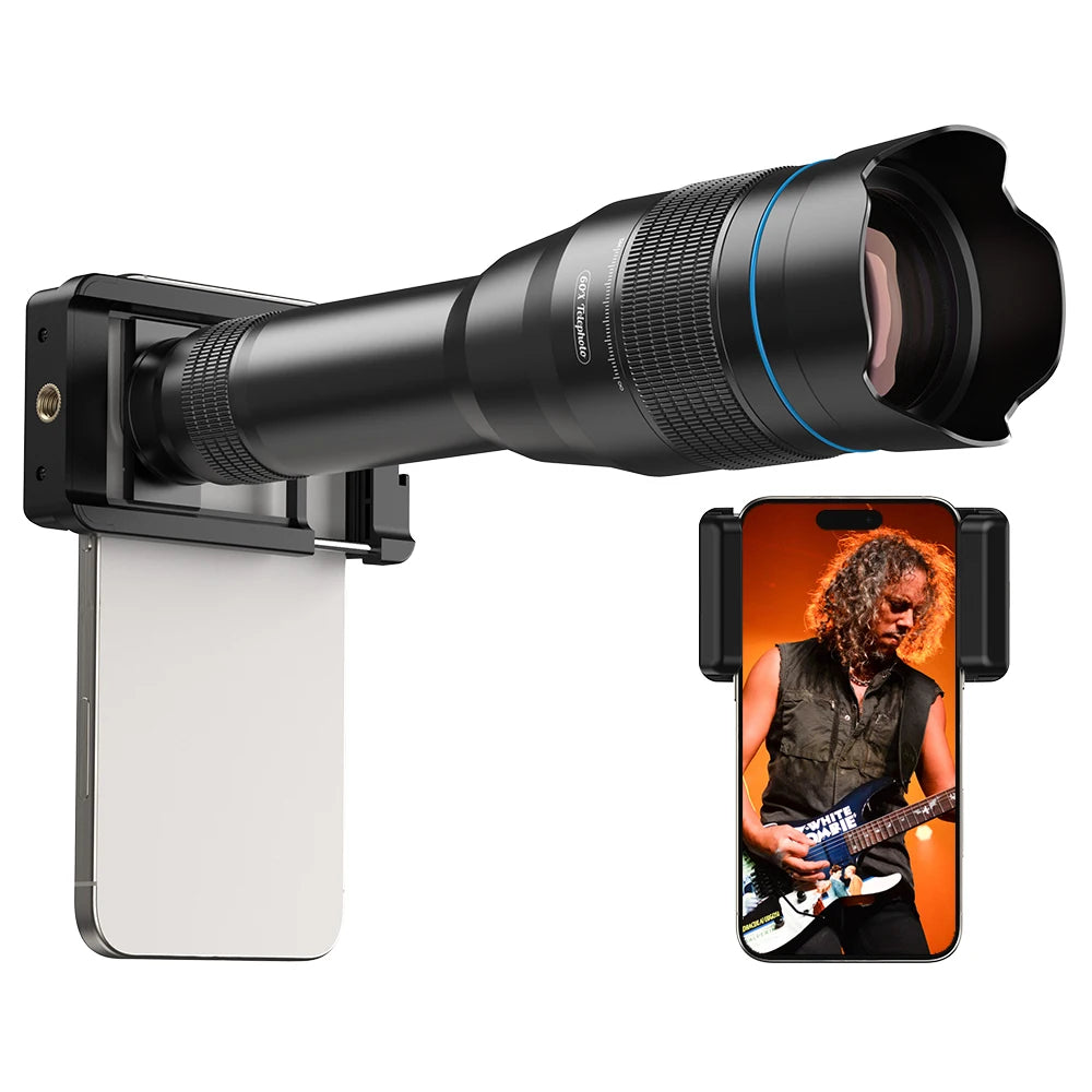 60X Smartphone Telephoto Telescope Lens with Universal Clip