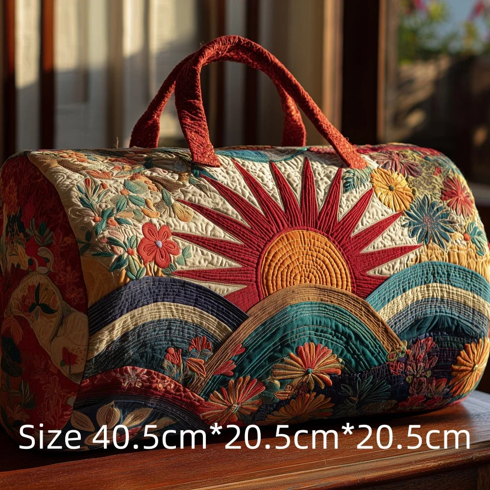 Hot Sale 3D Quilted Bag for Women Colorful Sun Pattern Travel Tote Bag Desert Cactus Forest Print Weekender Overnight Beach Bag