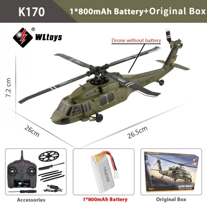 Realistic Four Channel Remote Control Military Helicopter With Brushless Motor