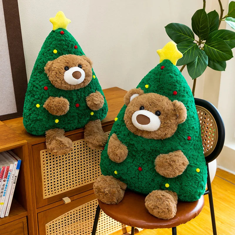 Cute Christmas Bear Plush Stuffed Doll Pillow Toy