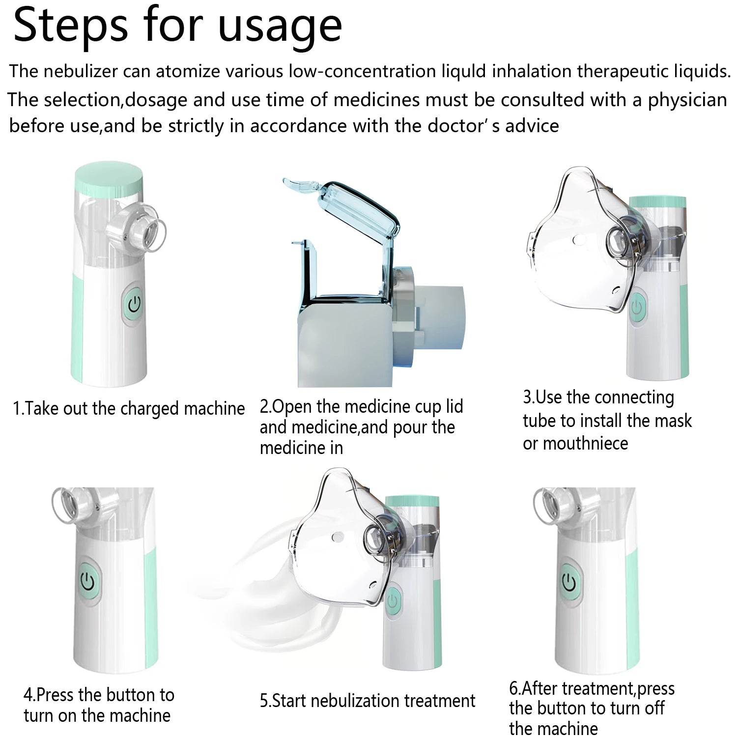 USB Medical Silent Mesh Nebulizer Handheld Asthma Inhaler Atomizer for  Adult Health Care Mini Portable Humidifier