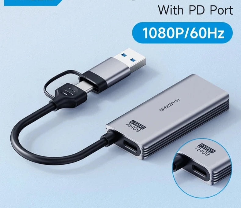 USB 3.0 Video Capture Card With PD Port Fast Charging For iPad HDMI to USB/Type-c Gaming Live Streaming Video Recorder