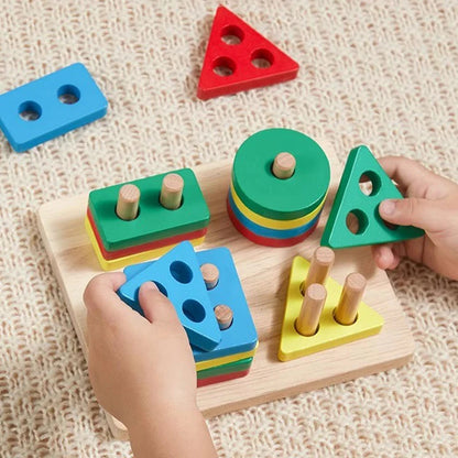 Montessori Educational Wooden Toys For Children 1 2 3 Years Baby Toys Kids 3D Wooden Puzzles Baby Learning Toy Child Puzzle Game