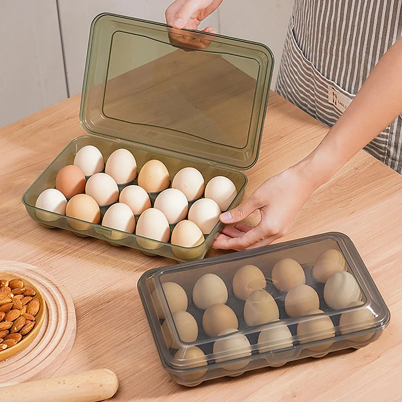 10/15 Grids Rotating Egg Storage Box – Refrigerator Egg Organizer Holder Dispenser