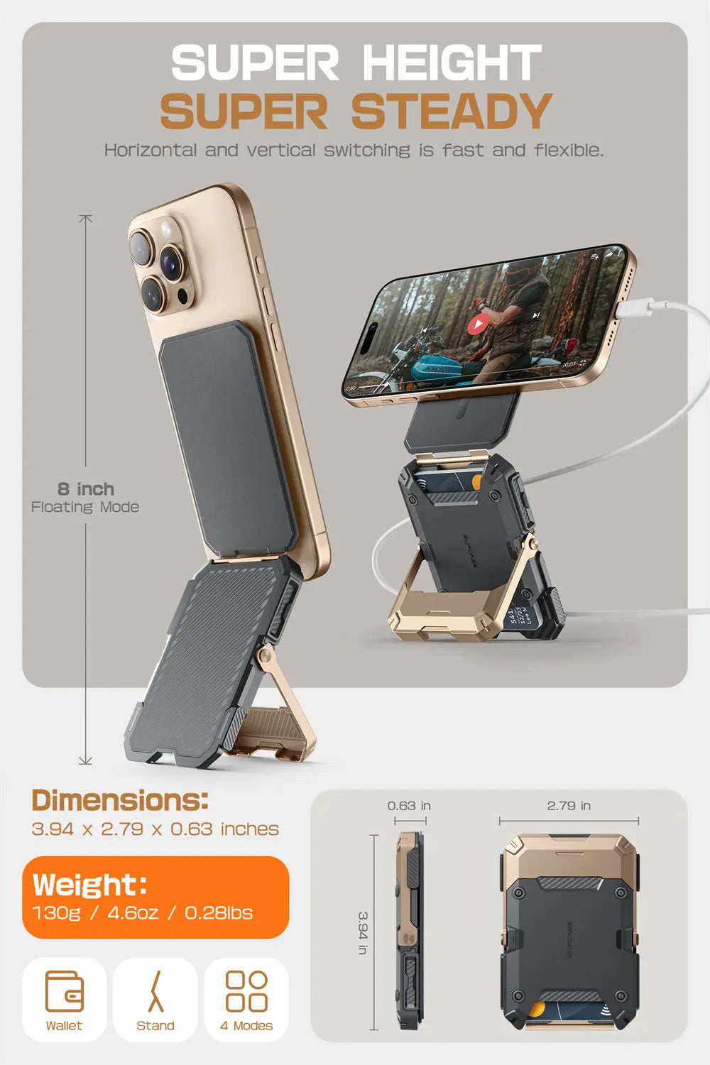 Tripod Phone Stand Credit Card Holder for iPhone 16/15/14/13/12 Adjustable Phone Stand Compatible with MagSafe