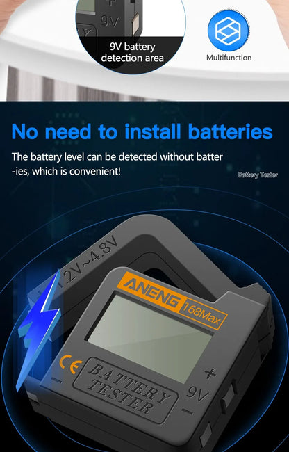 Max Digital Lithium Battery Tester Capacity Universal Test Checkered Load Analyzer Display Check AAA AA Button Cell