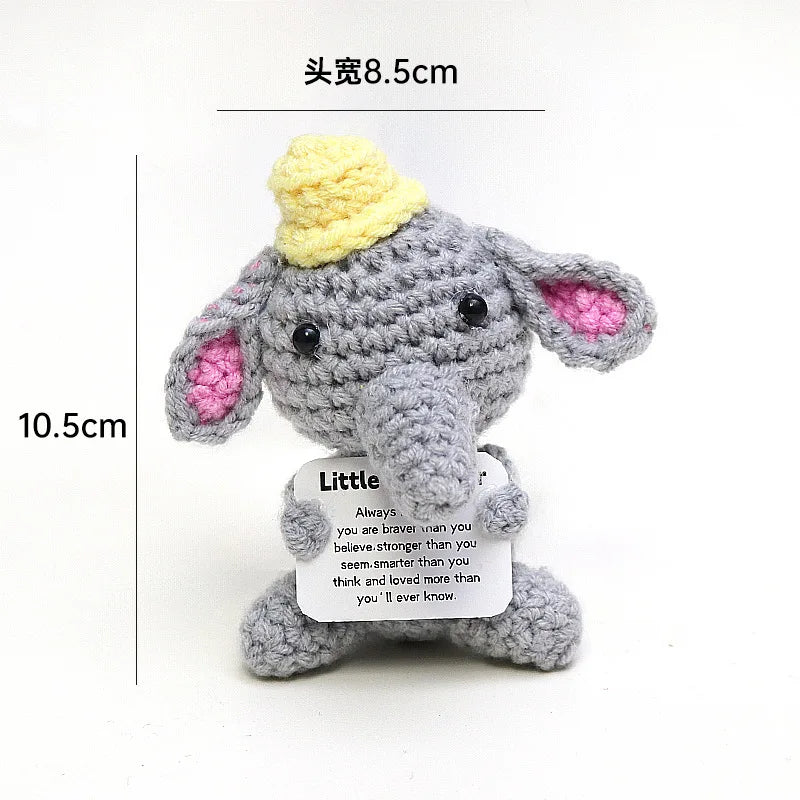 3 Pcs Positive Crochet Hedgehog Doll with Affirmation Card Home Room Decoration Funny Handmade Plush Doll Ornaments Christmas Gifts