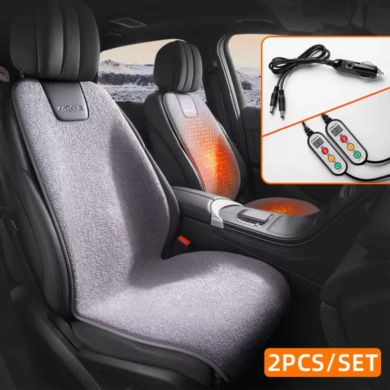 Heated Car Seat Cover Fleece Graphene Fast Car Seat Heater 12/24V Warm Plush Seat Protector Car Heating Mat Winter Seat Cushion