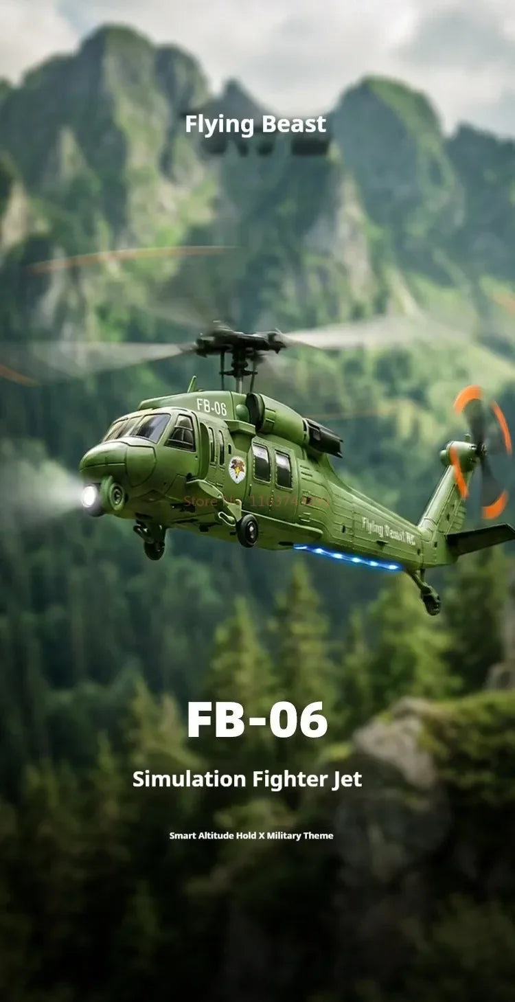 FB06 Black Hawk Remote Control Helicopter 4 Channel Optical Flow Positioning Simulation Model