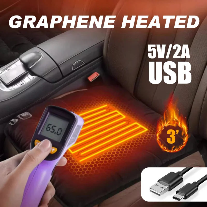 5V Heated Car Seat Cover USB Port 30' Fast Car Seat Heater For Car Home Office Heated Car Seat Protector Seat Heating Cover Pads