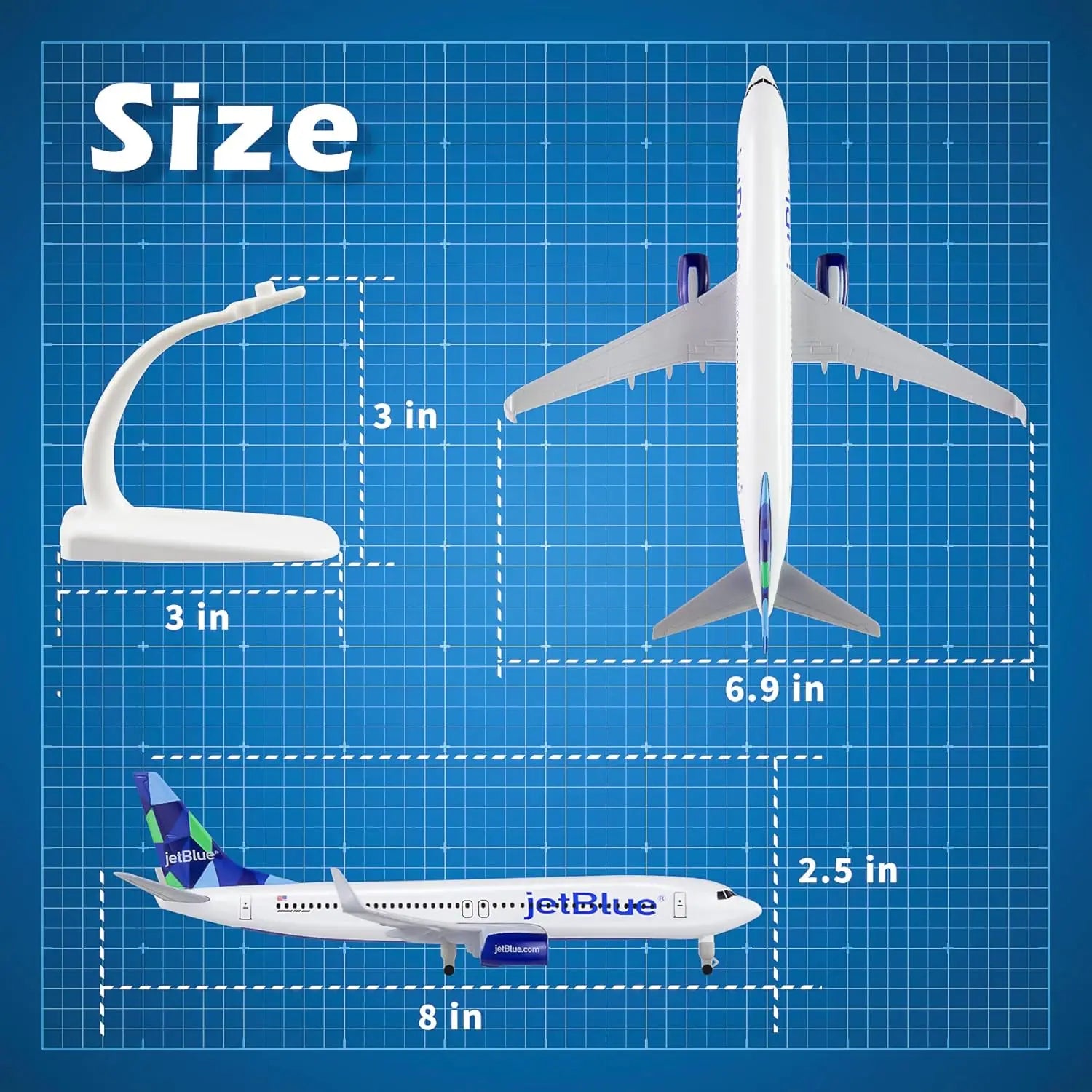 20cm 1/300 Scale Model Plane Diecast Airplanes Jet Blue 737 Airlines Model Airplane for Collections & Gifts