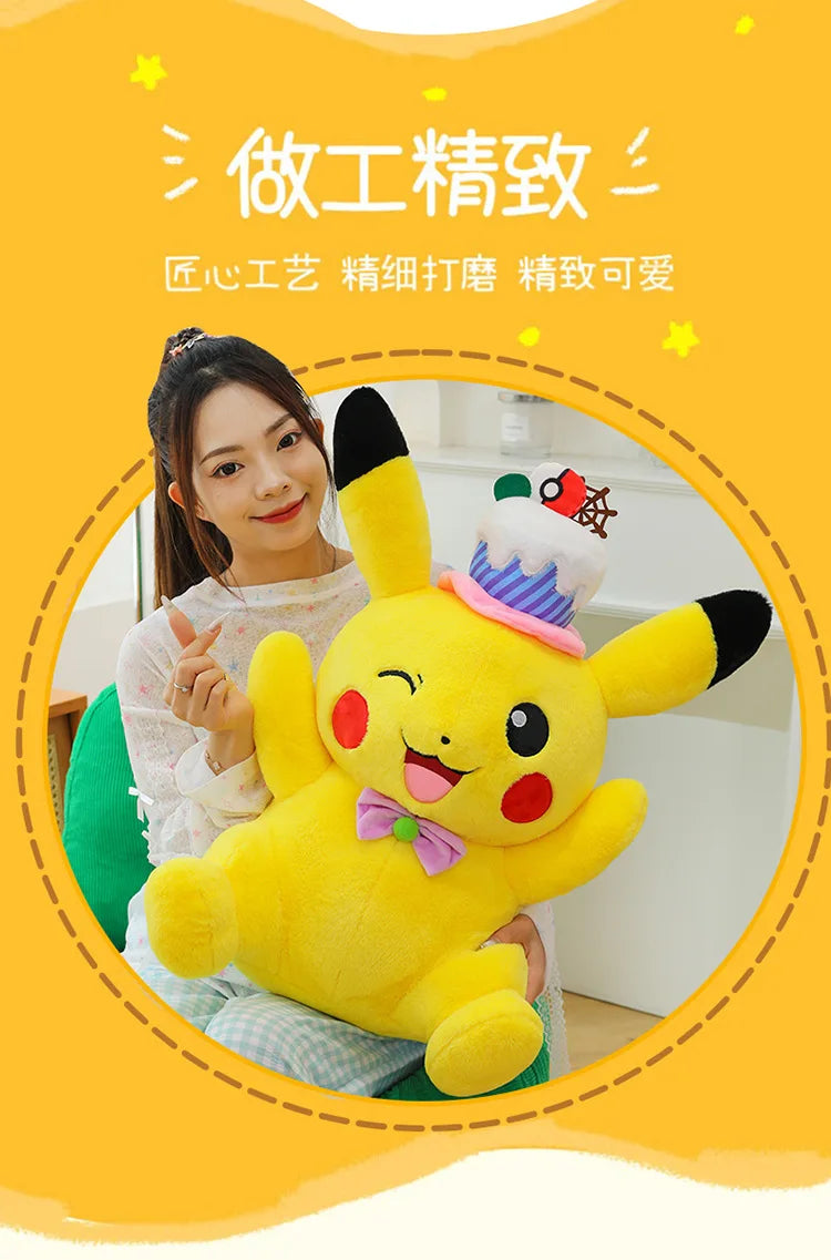 60cm Pokemon Kawaii Pikachu Plush Toy Anime Stuffed Doll Large Pillow Kids Birthday Xmas Gift Pokemon Cake Plushie Arcade