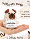 3 Pcs Funny Crochet Positive Energy Puppy With Card Desktop Ornament Handmade Knitted Emotional Support Dog doll Home Room Decoration