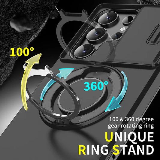 Luxury 360 ° Rotating Hidden Metal Ring Car Holder Armor Phone Case For Samsung S24 Ultra S21 S22 S23 Ultra Plus