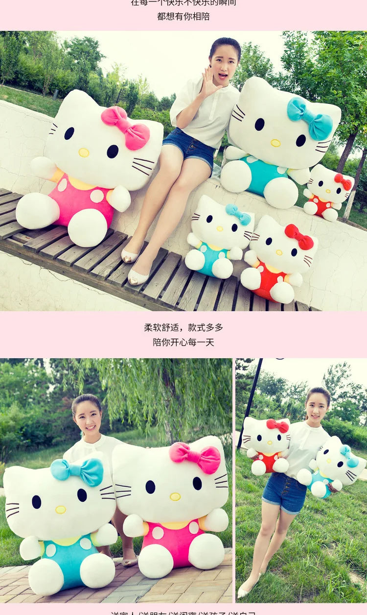 Sanrio Kawaii Hello Kitty Plush Toy KT Cat Stuffed Doll Cute Kitty Soft Toy for Kids Birthday Gift Perfect for Girls and Kids