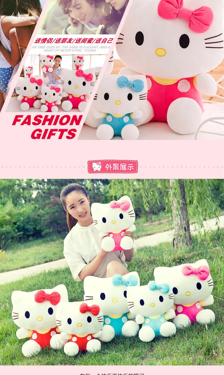 Sanrio Kawaii Hello Kitty Plush Toy KT Cat Stuffed Doll Cute Kitty Soft Toy for Kids Birthday Gift Perfect for Girls and Kids