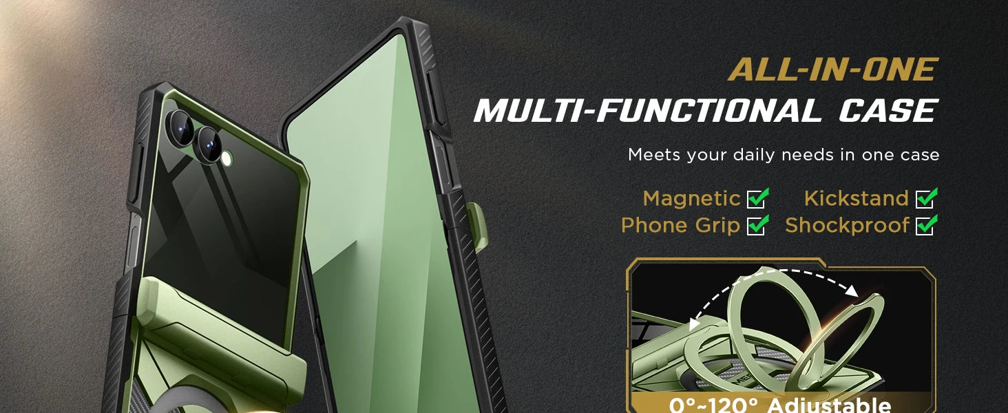 For Samsung Galaxy Z Flip 7 Case with 360° Spin  Ring Stand Built-in Privacy Screen Protector Full-Body Shockproof Cover