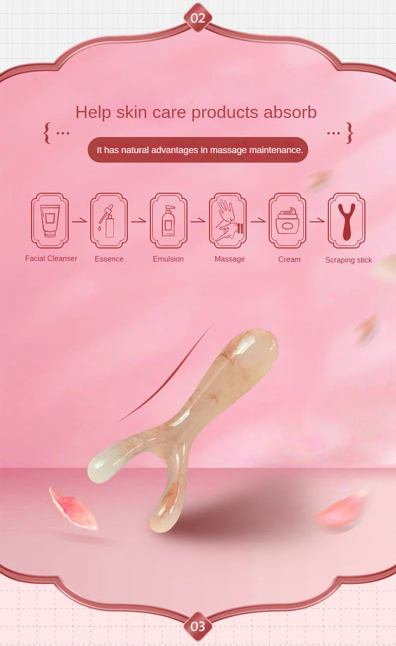 Resin Face Lifting Stone Guasha Scraping Facial Gouache Y-shaped Fork Massage Plate Nose Massage Trigger Point Nose Massager