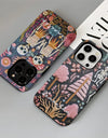 Fashion Embroidery Effect Skull Skeleton Phone Case For iPhone 16 15 Pro Max 16 Plus 2 in 1 Hard Protection Cover Funda