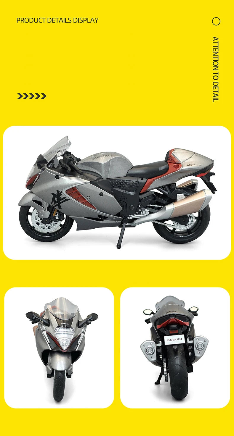 Diecast Suzuki Hayabusa GSX1300R Racing Motorcycle Model 1 to 12 Scale