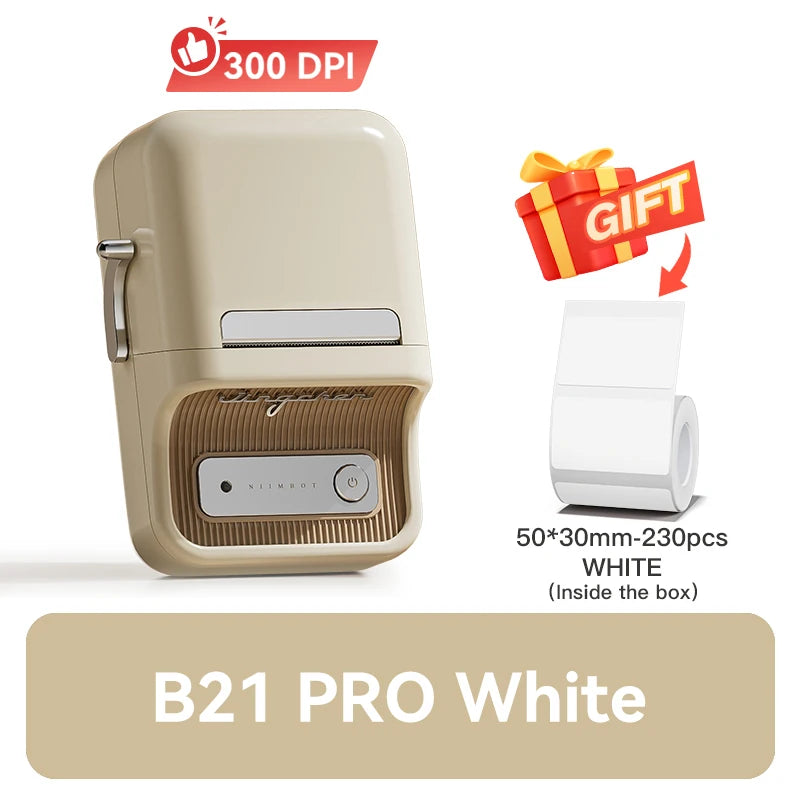 B21 / B21 Pro Thermal Label Printer, Bluetooth Wireless Sticker Maker 20–50mm, Portable Inkless Barcode Label Printer for Office & Retail