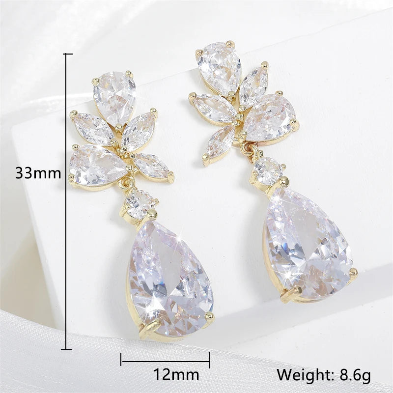 Wedding Earrings for Women Water Drop Cubic Zircon Dangle Earring