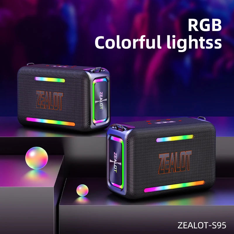 ZEALOT S95 120W RGB Portable Bluetooth Speakers, Massive Bass Party Boombox IPX6 Waterproof Speaker Large, Loud Outdoor Speaker