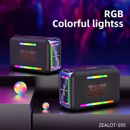 ZEALOT S95 120W RGB Portable Bluetooth Speakers, Massive Bass Party Boombox IPX6 Waterproof Speaker Large, Loud Outdoor Speaker