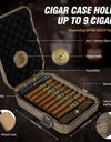 Travel Cigar Humidor with Cigar Lighter, Cedar Wood, V Cut Cutter, Portable Cigar Humidor with Humidifier & Hygrometer