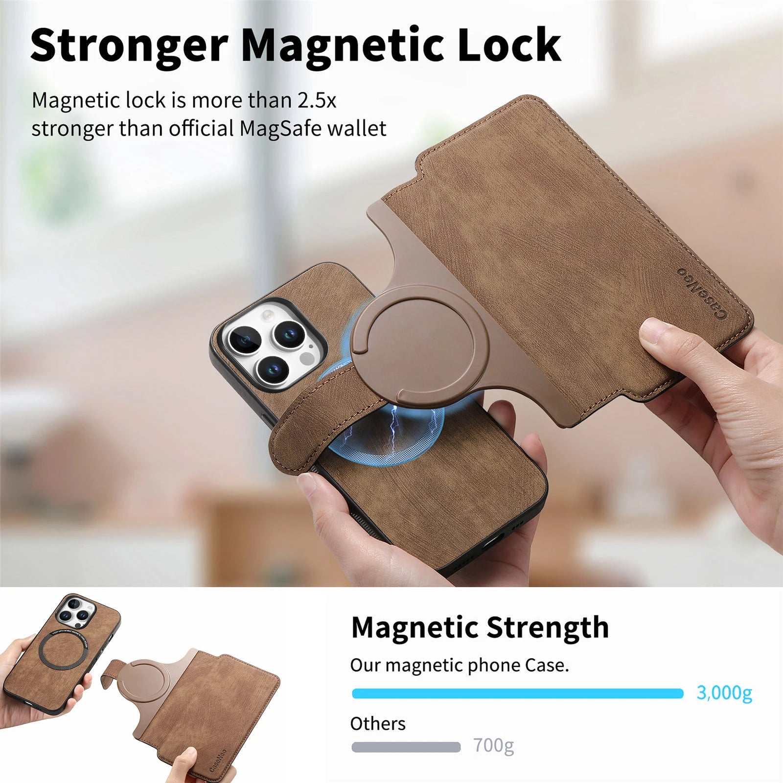 Flip Leather Wallet Case for iPhone 16 15 Pro Max 14 Plus 16E Magsafe  Detachable Card Slot Holder Cover