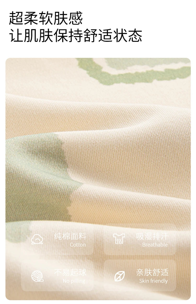 2-Pcs Women’s Summer Cotton Pajama Set – Breathable Short Sleeve Sleepwear with Cute Prints