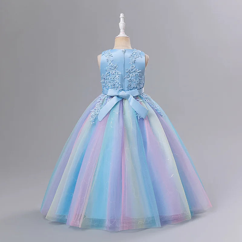 Girls Princess Ball Gown Floral Lace Tutu Dress for Flower Girl / Birthday / Pageant Wedding Party Dress