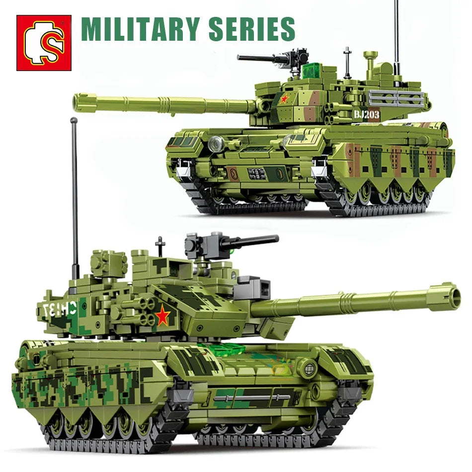 BLOCK Boys Military Type 15 Light Tank 99A 96 Main Battle Tank WW2 Model Building Blocks Army Soldiers Toys for